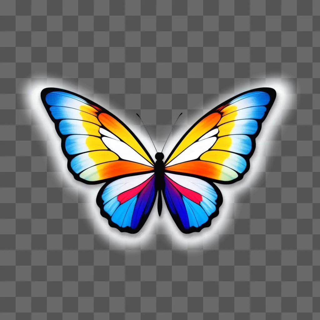 butterfly with rainbow colors on a white background