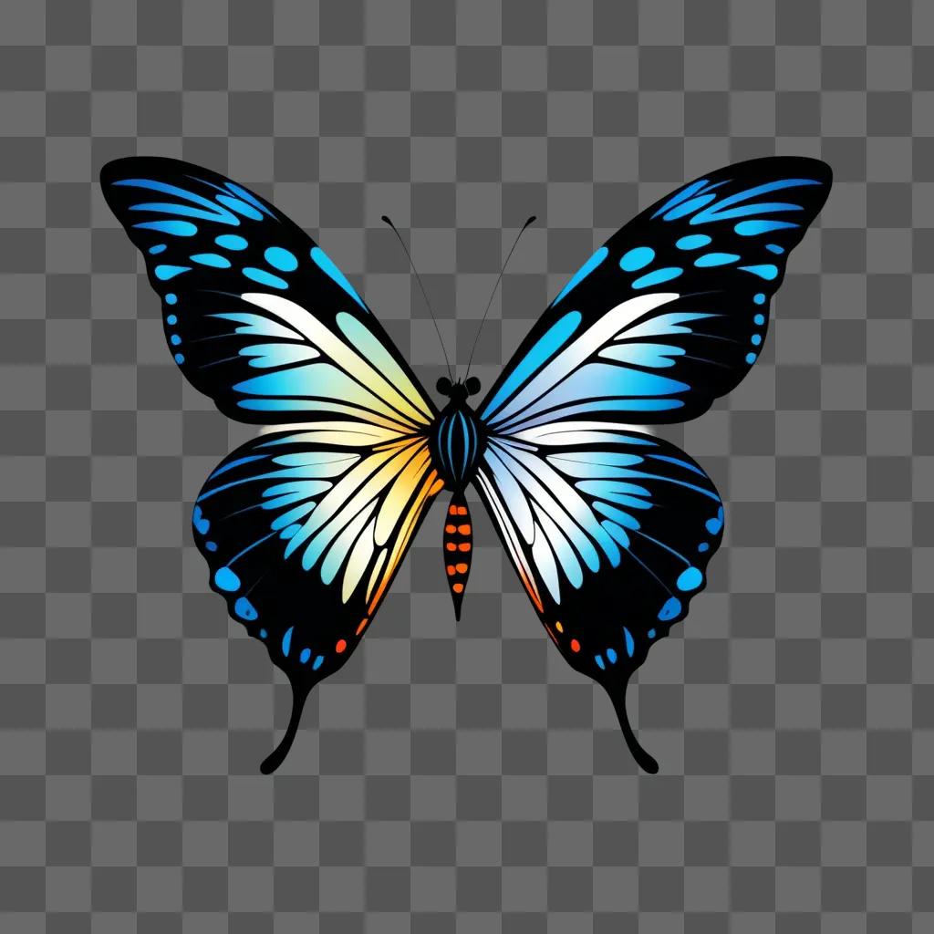 暗い背景に鮮やかな色の蝶