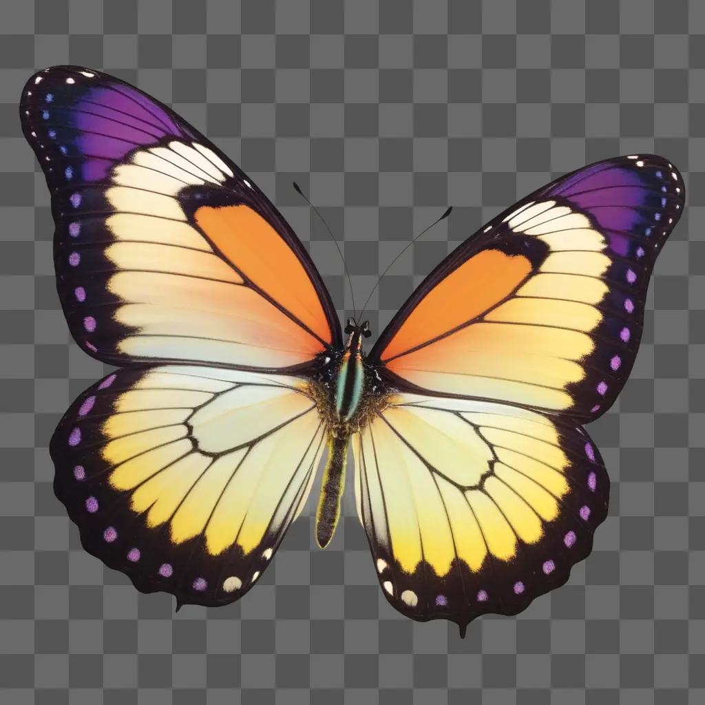 鮮やかな羽とオレンジ色の先端を持つ蝶