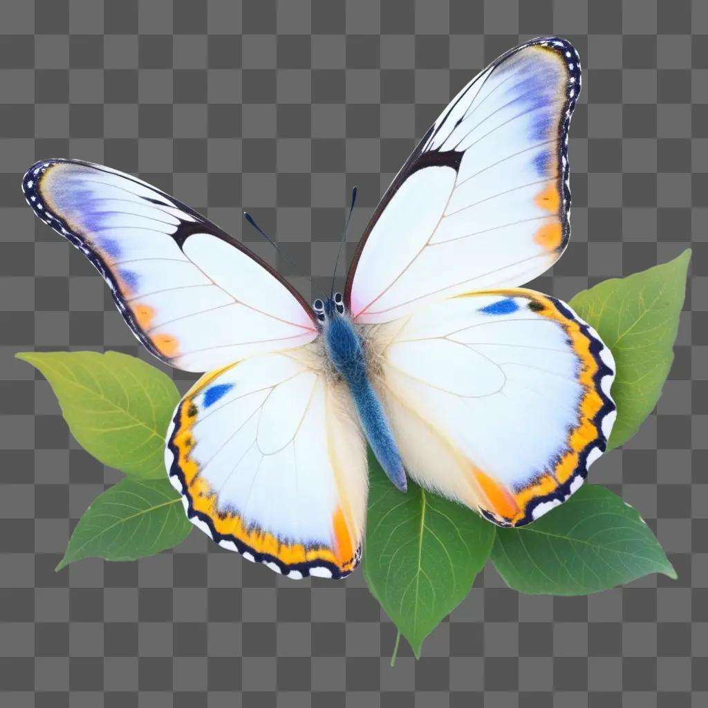 白い羽とオレンジ色の斑点を持つ蝶