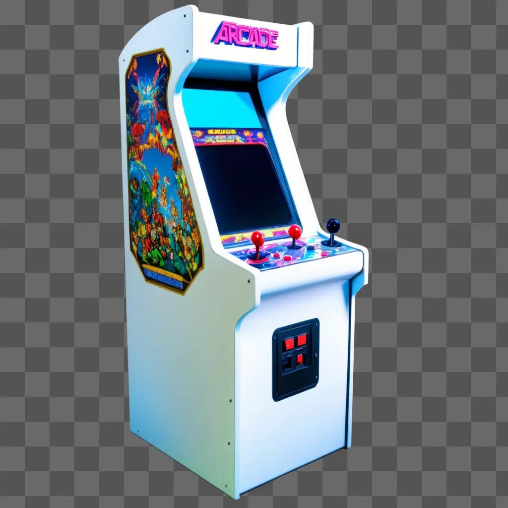 cade machine with colorful game screen and joysticks