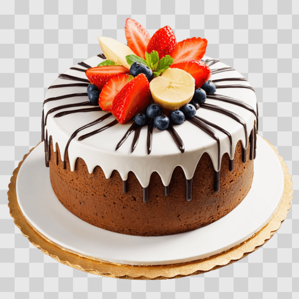 cake clipart A chocolate cake topped with fresh fruit