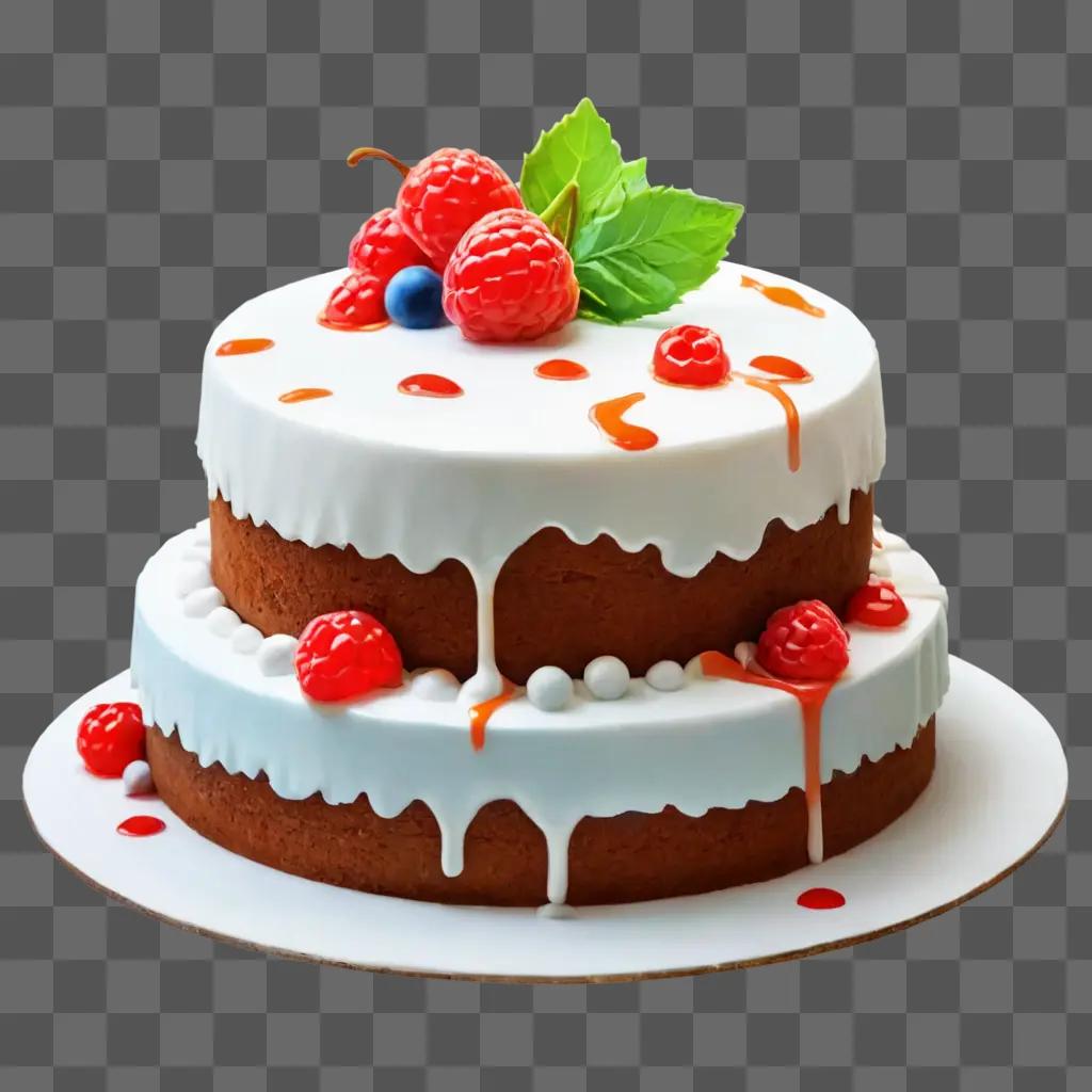 cake clipart A two-layered cake with berries on top