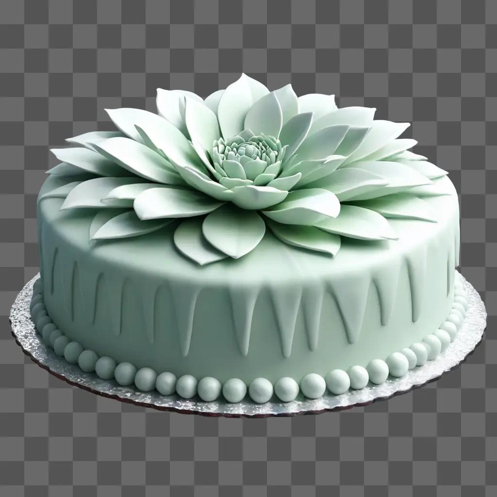 cake drawing outline A white cake with green flowers and white beads