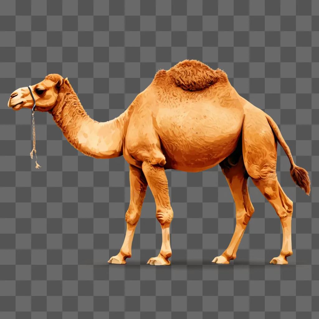 camel clipart A camel with a blue rope around its neck