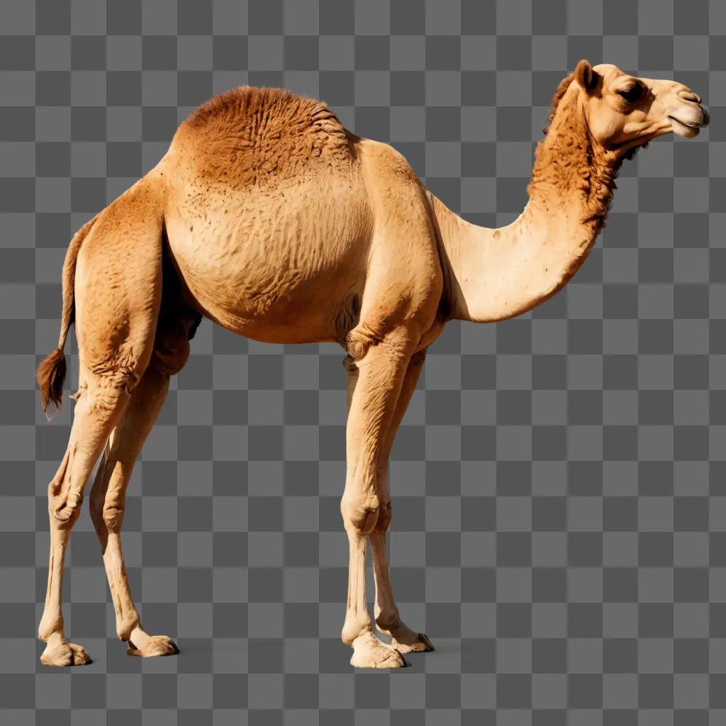 camel clipart A camel with a white belly standing on a tan background