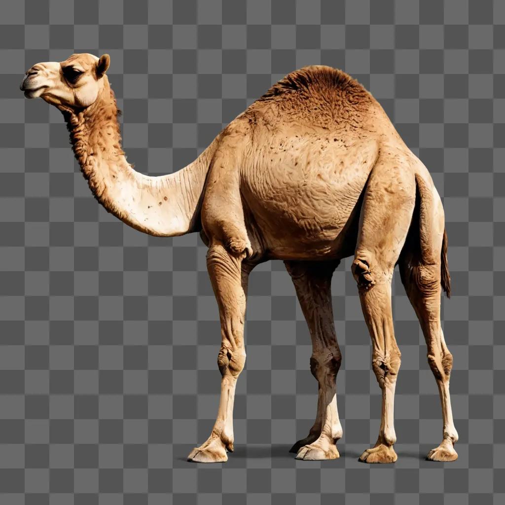 camel drawing realistic A camel with its head lowered on a brown background