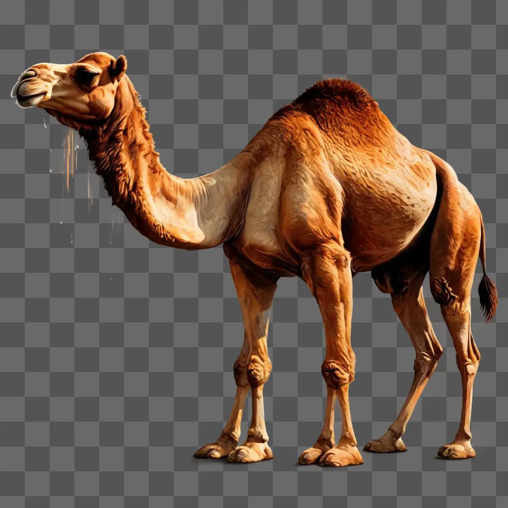 camel drawing with colour A camel with a brown background and white specks