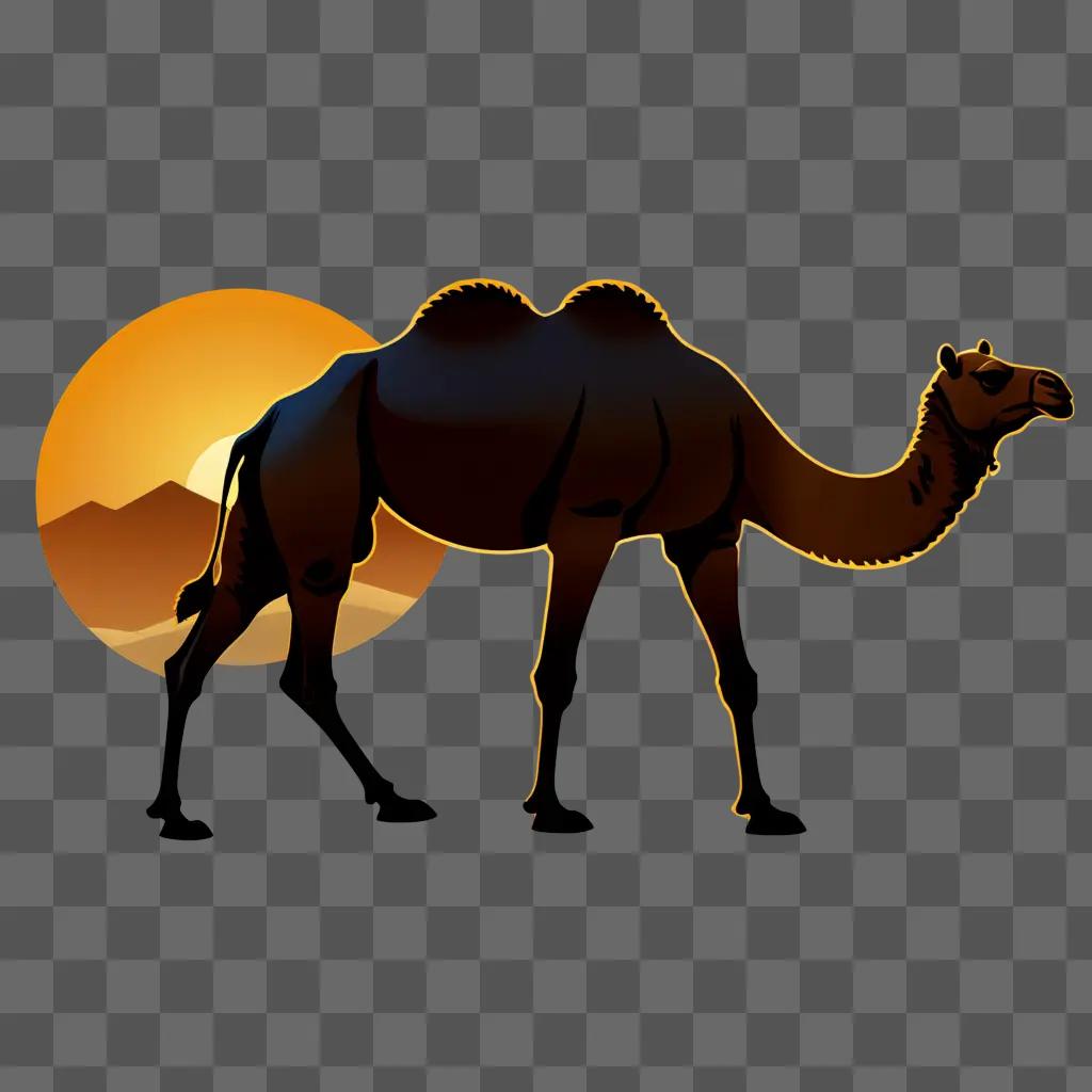 camel emoji walking in the sunset