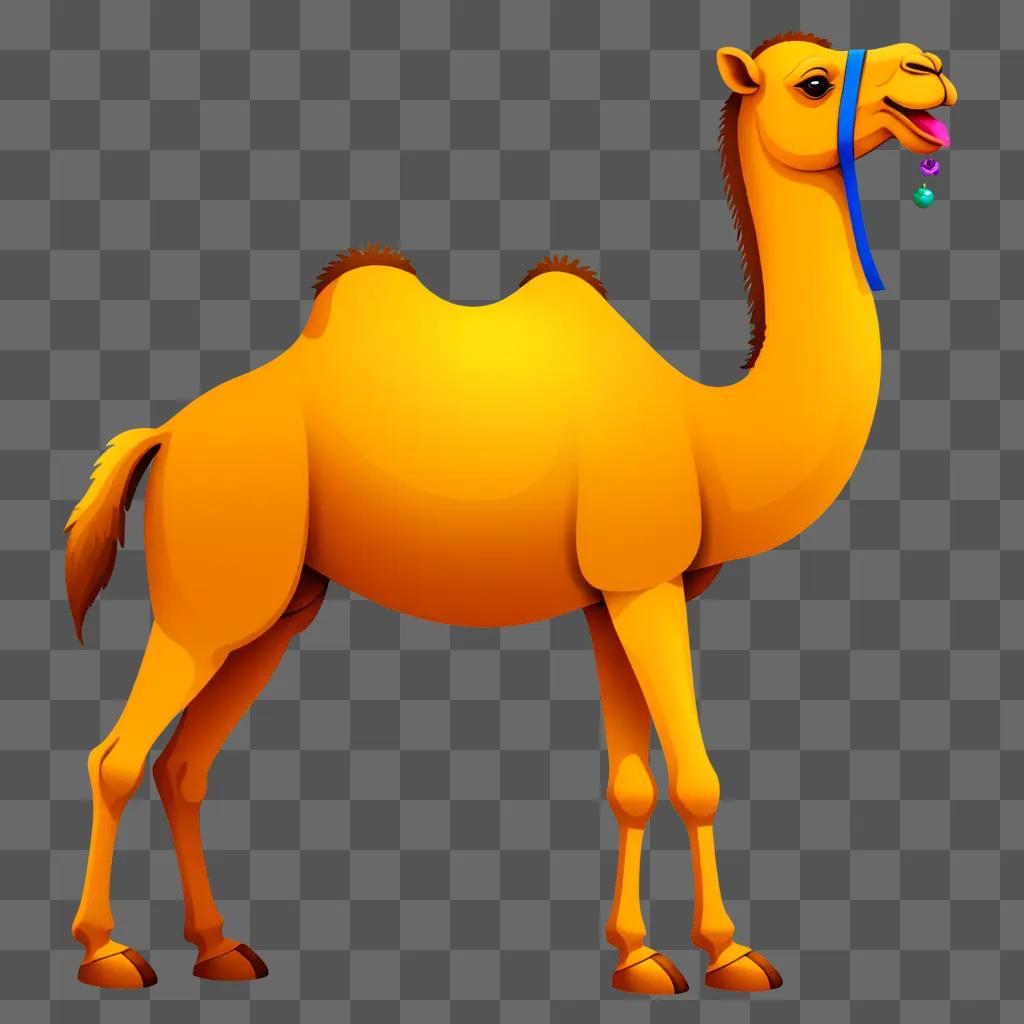 camel emoji with a blue ribbon around its neck