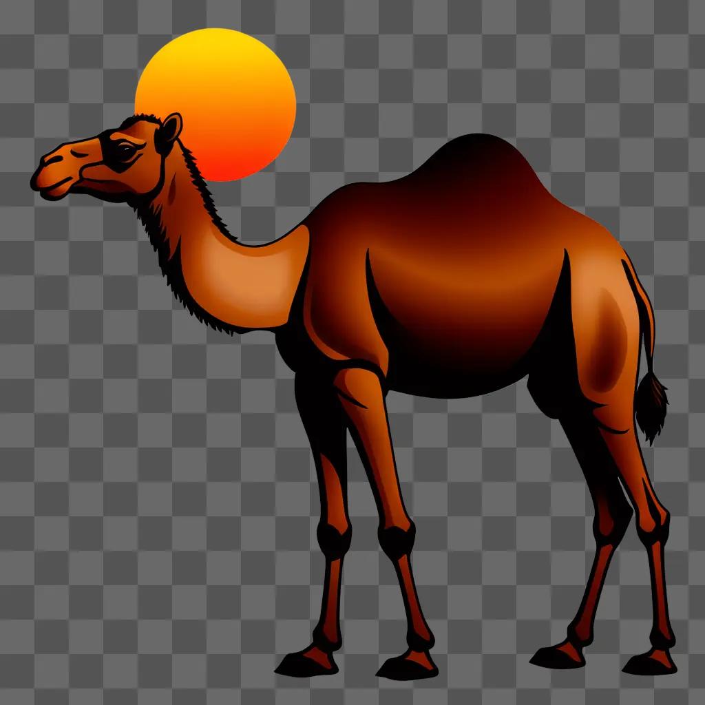 camel emoji with a sun in the background