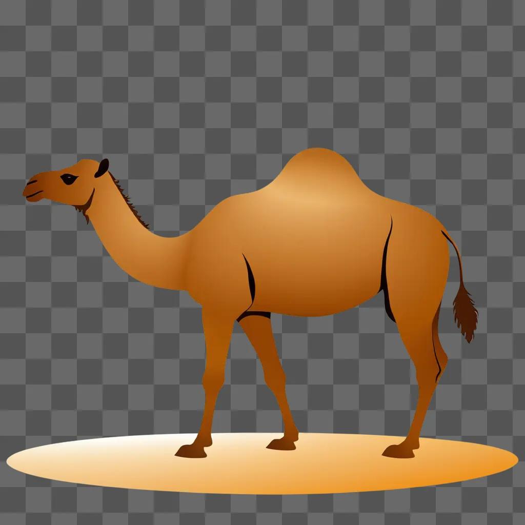 camel in a tan background with a brown spot on its back