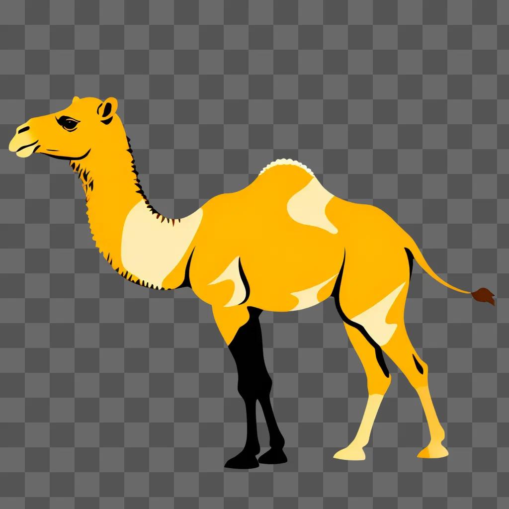 camel in a yellow background with white spots