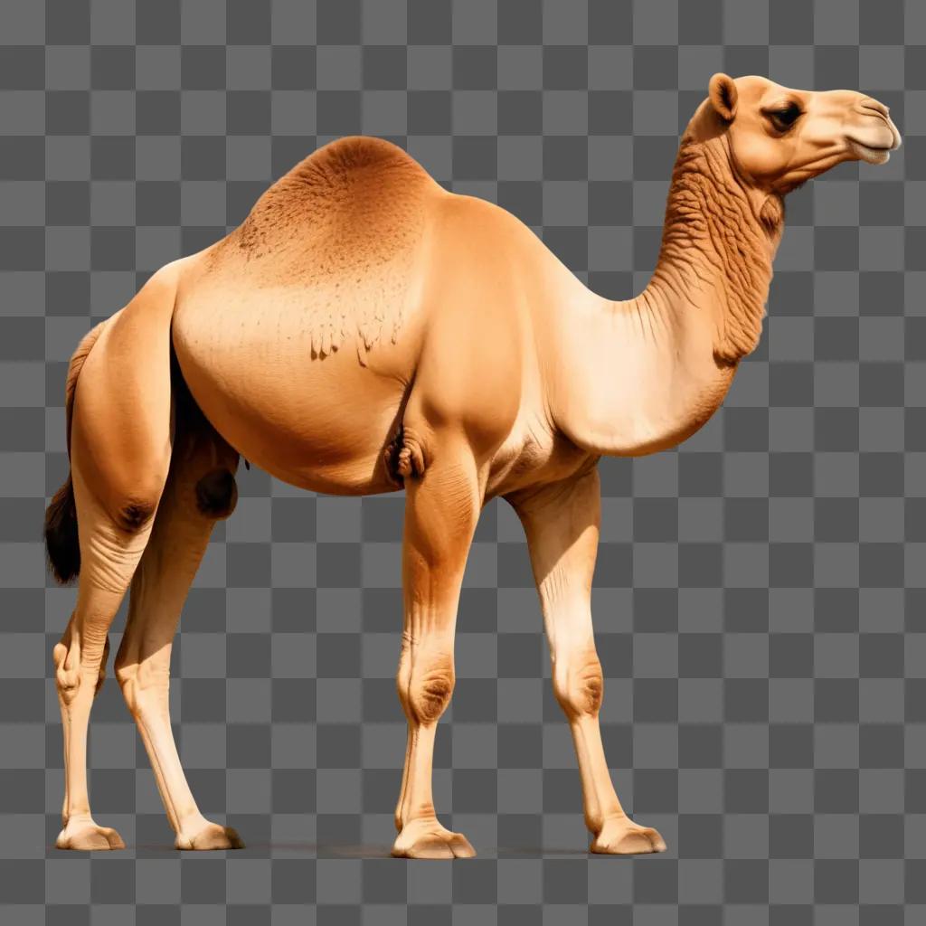 camel is drawn realistically on a beige background