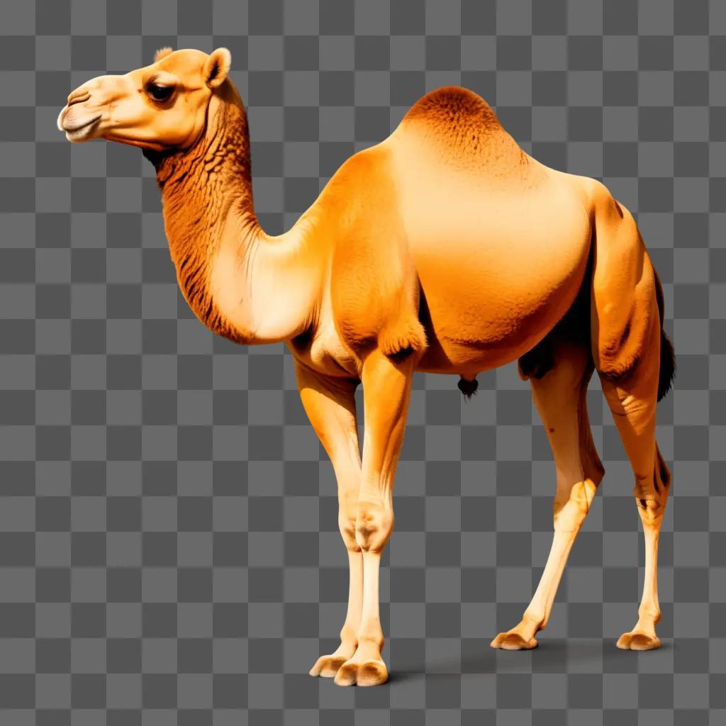 camel with its head up and legs apart