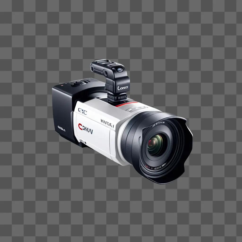 camera with a large zoom lens is shown