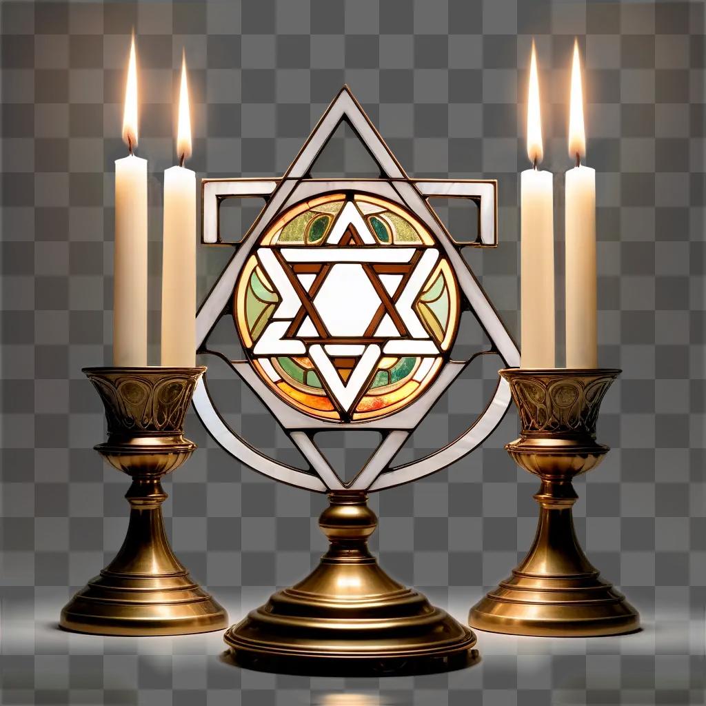 candle holder with a Jewish star and two candles