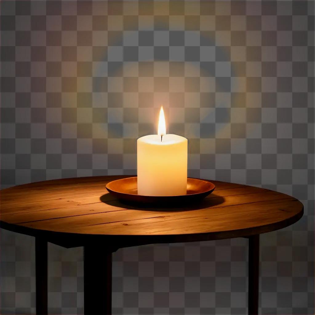 candle on a table illuminates the room