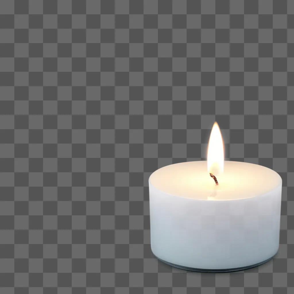 candle with a light on a white background