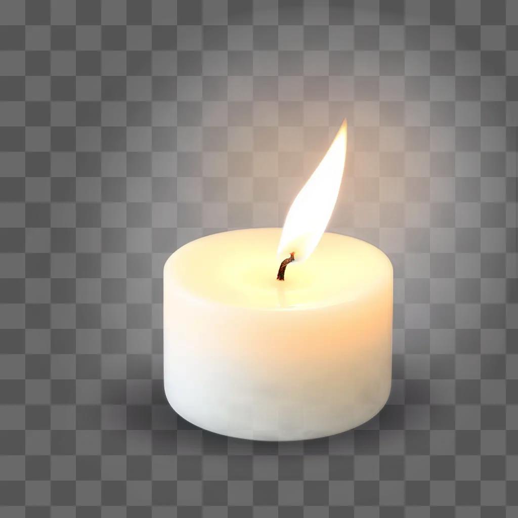 candle with a lit flame and glowing light