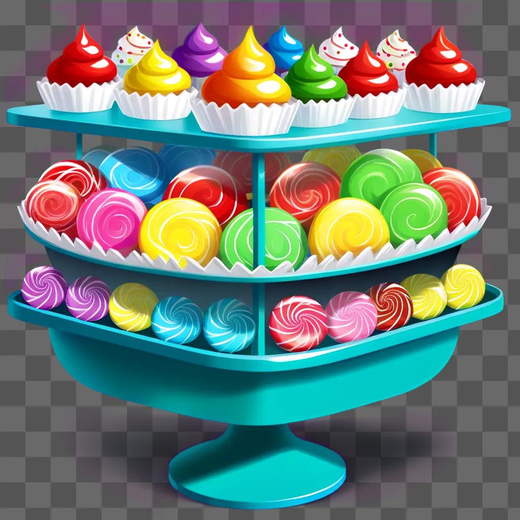 candy feast with colorful lollipops and cupcakes