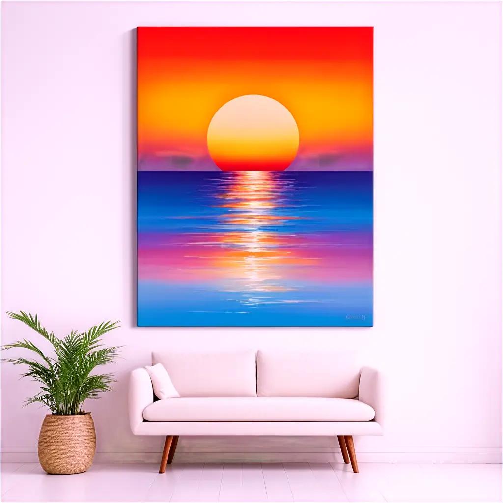 canvas art piece with a sunset on it