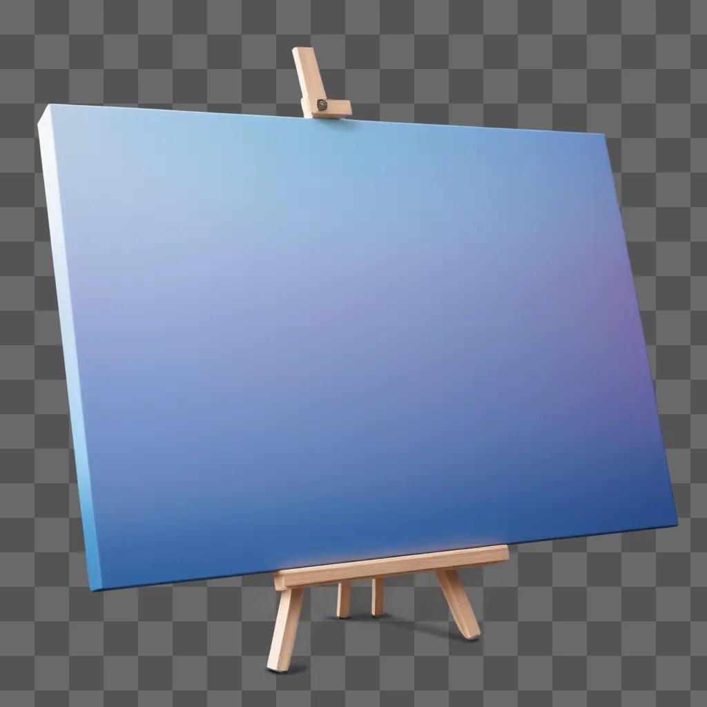 canvas is on a stand on a blue wall