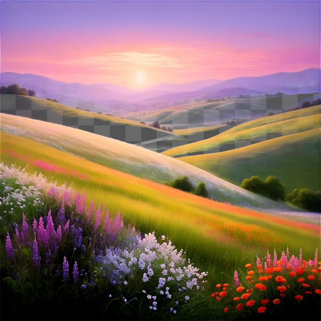 canvas painting of a field with flowers