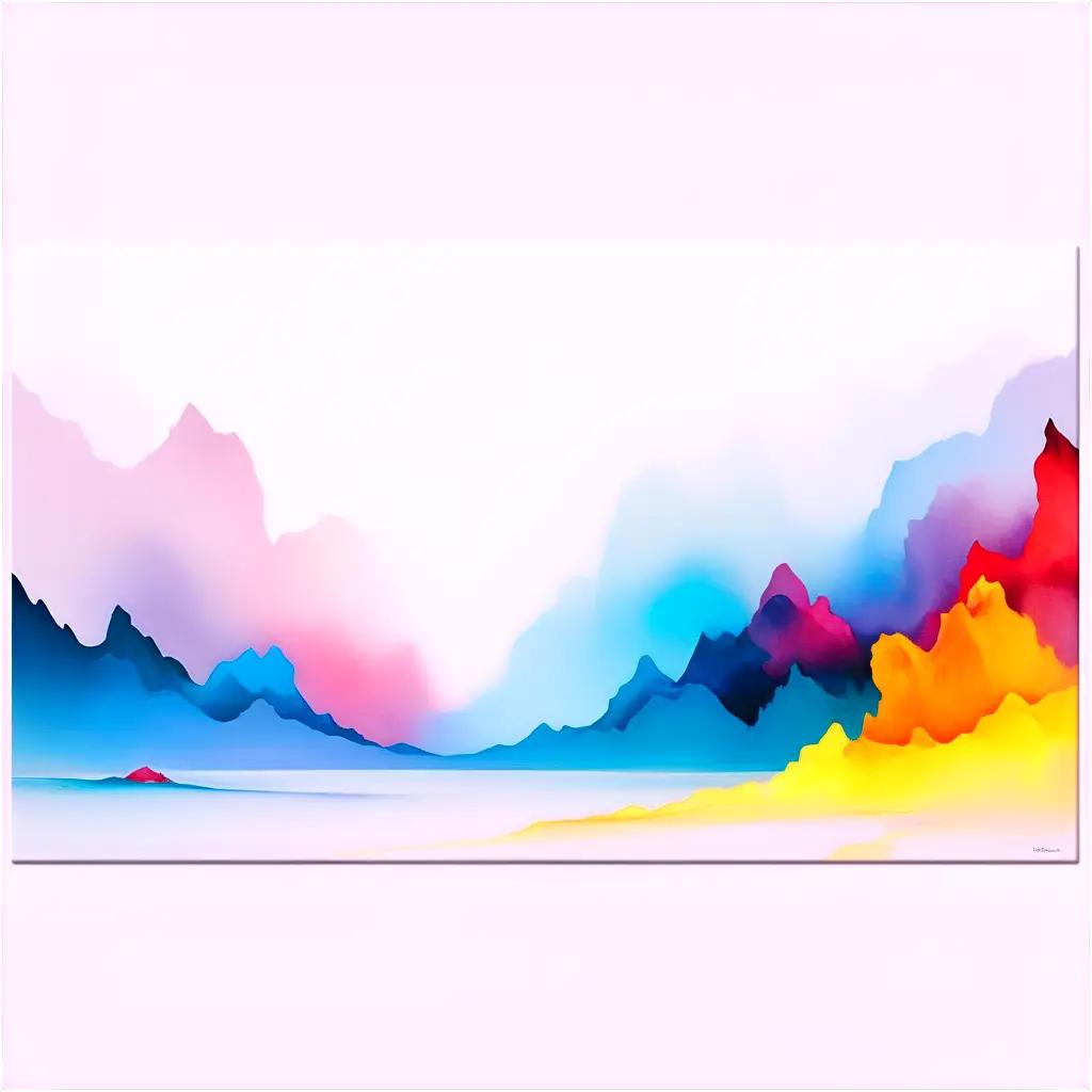 canvas painting of a multicolored mountain range