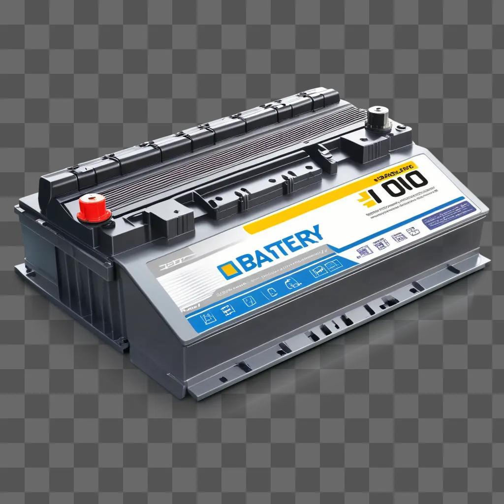 car battery sits on a gray surface