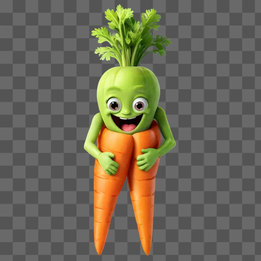 carrot clipart A cartoon vegetable holds two carrots