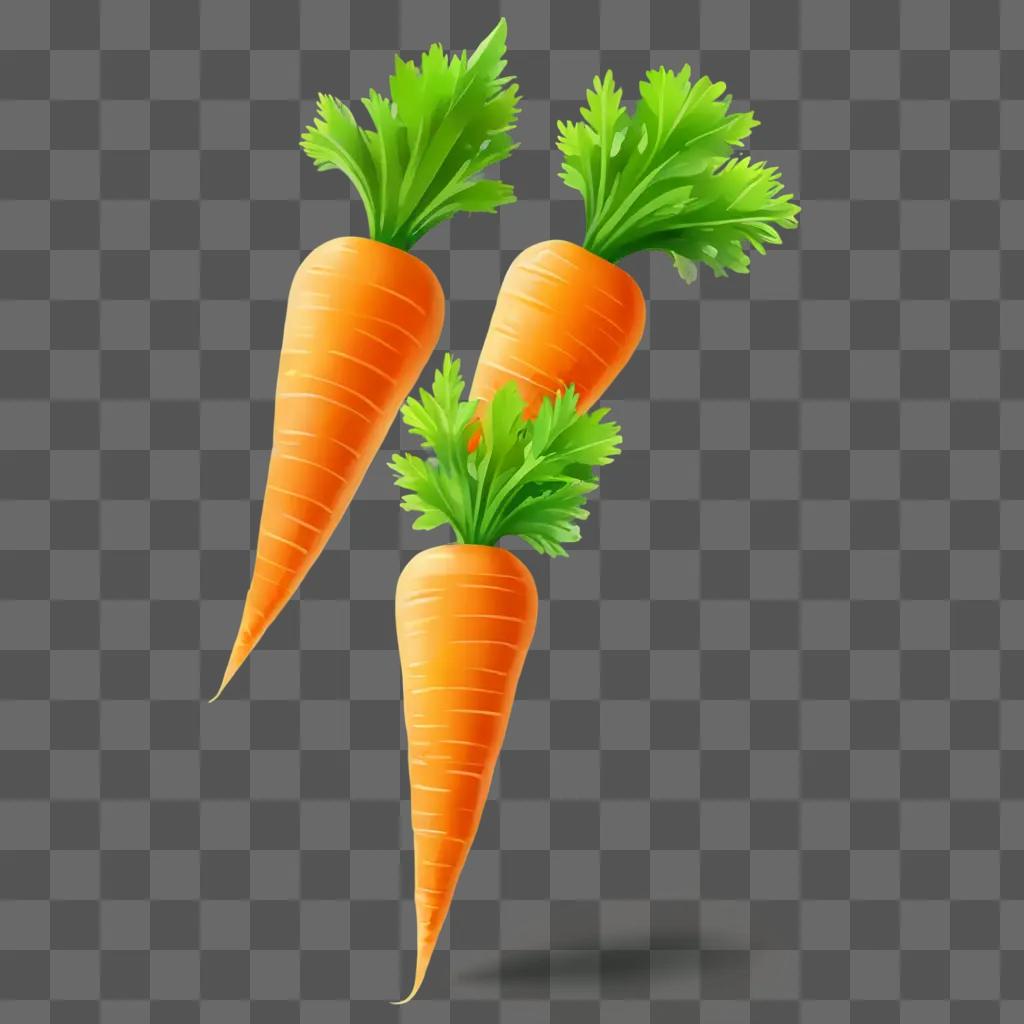 carrot clipart A trio of carrots on a yellow background