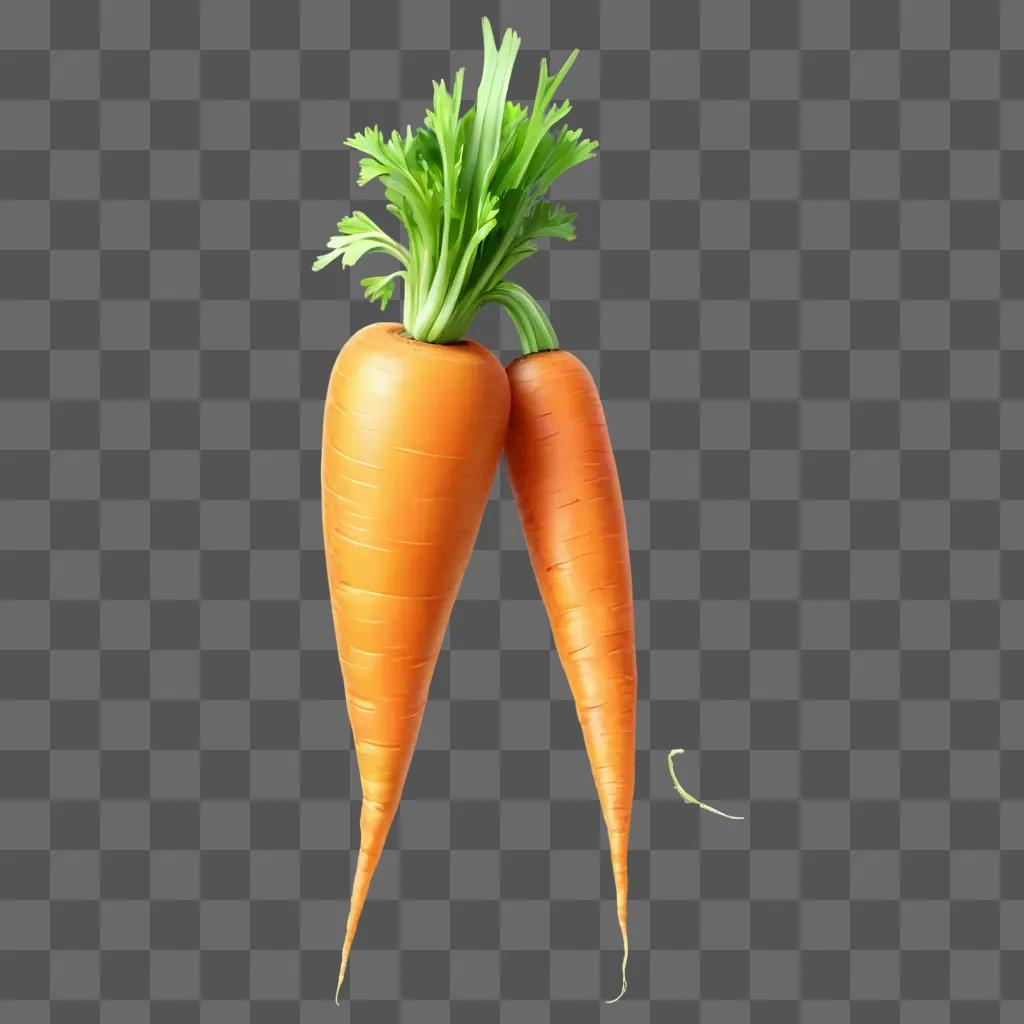 carrot clipart Two carrots stand together on a yellow surface