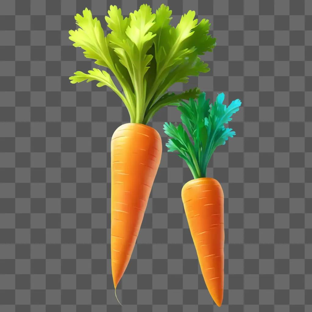 carrot clipart Two carrots with green tops and leaves