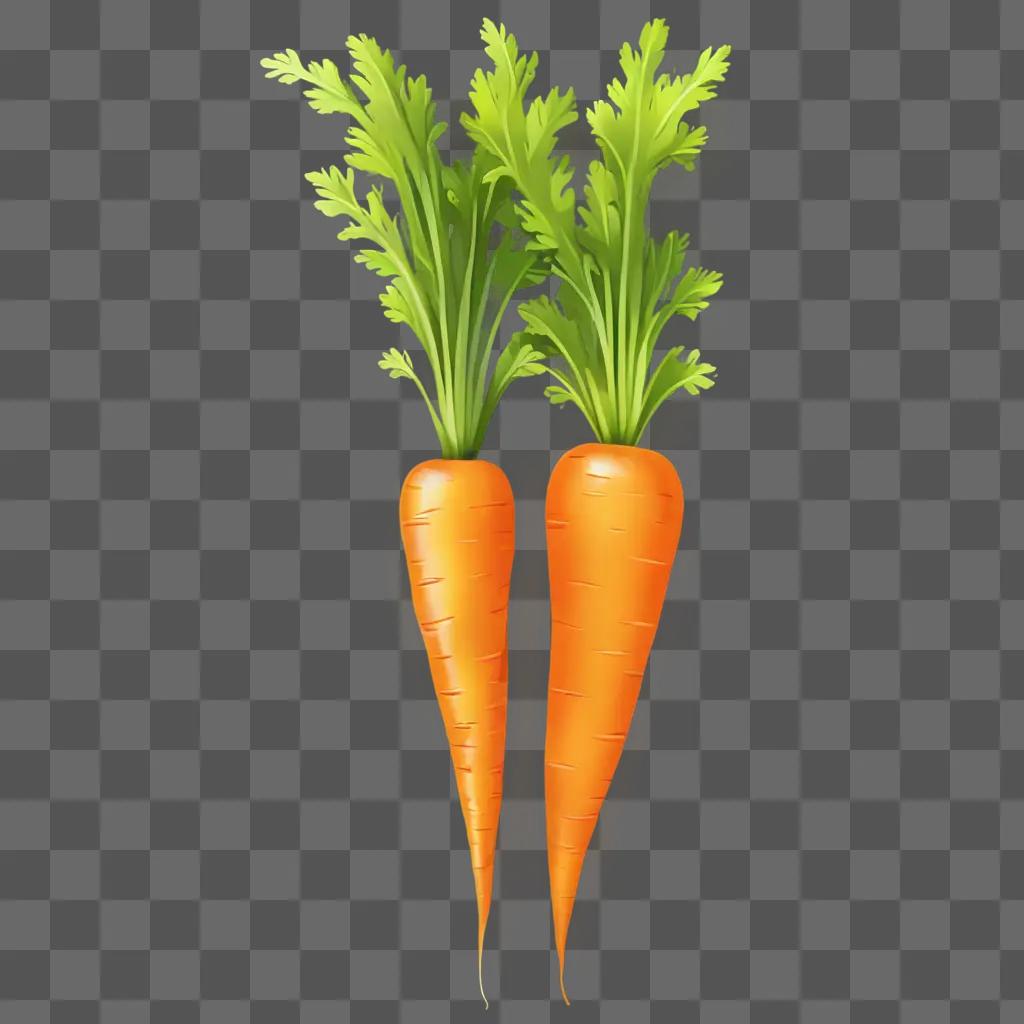 carrot clipart Two carrots with leaves on a yellow background