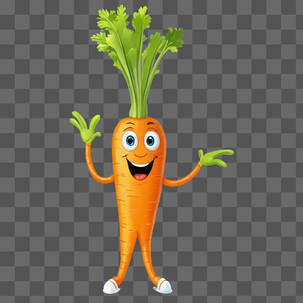 carrot drawing for kids A carrot with a smiling face and white gloves