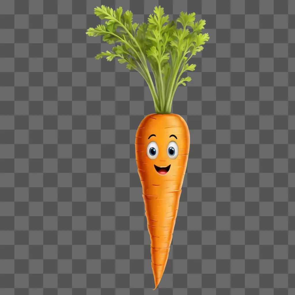 carrot drawing for kids Carrot with a face on a yellow background