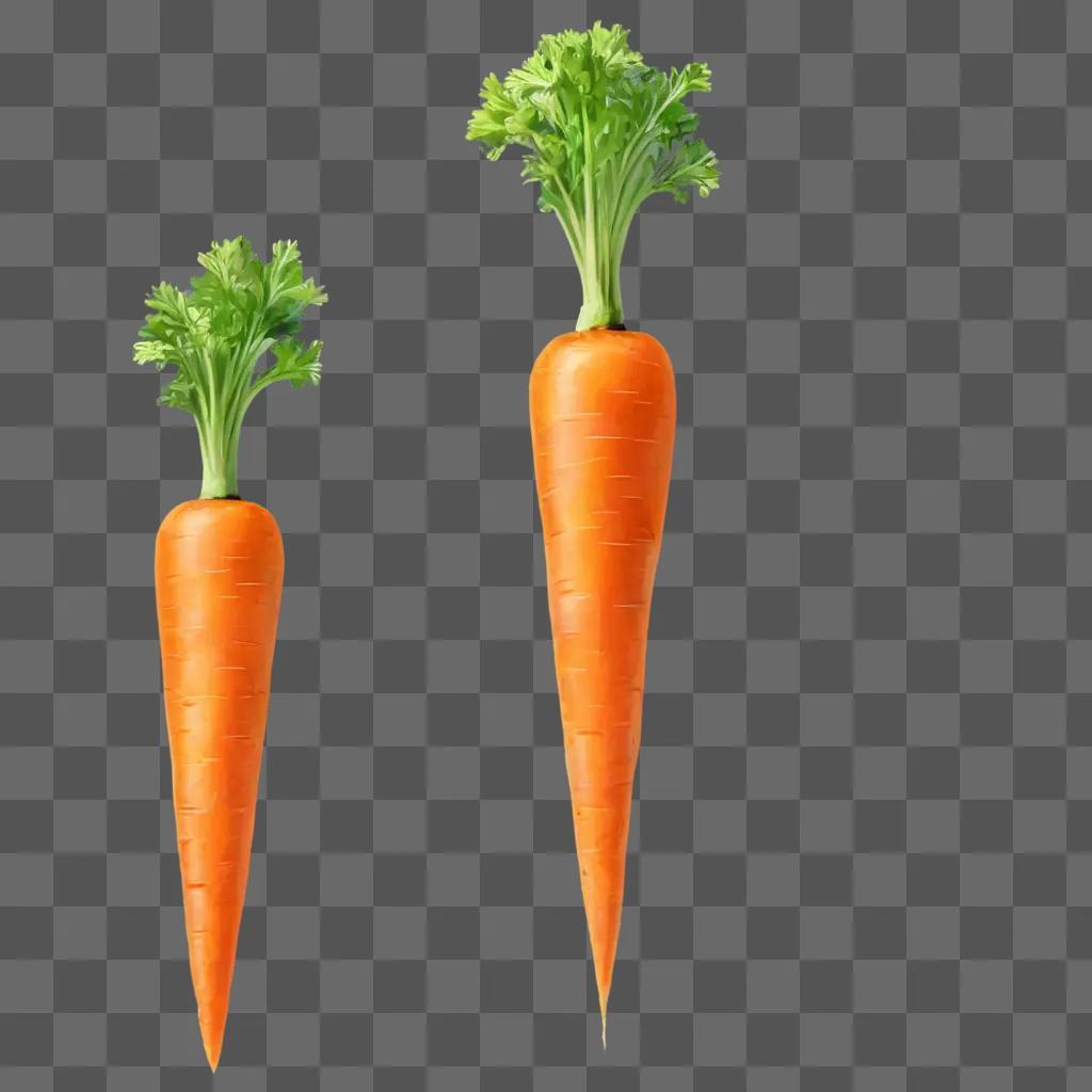 carrot drawing for kids Two carrots with green tops and stems