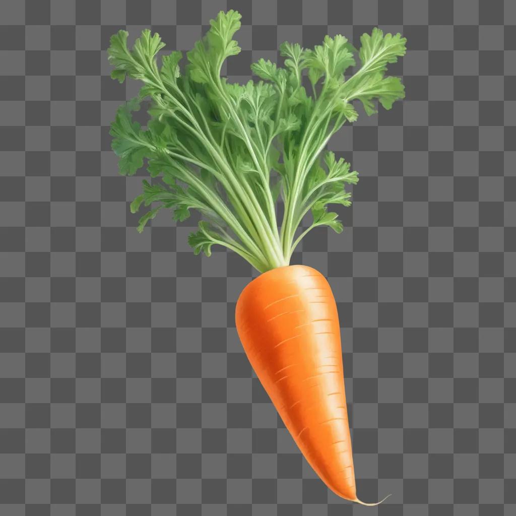 carrot drawing is shown on a green background