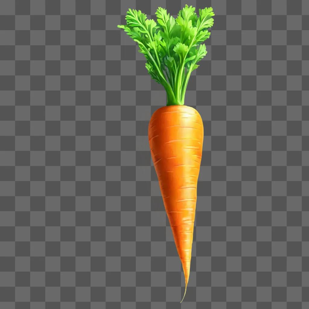 carrot drawing realistic A carrot with green leaves and a stem on a yellow background