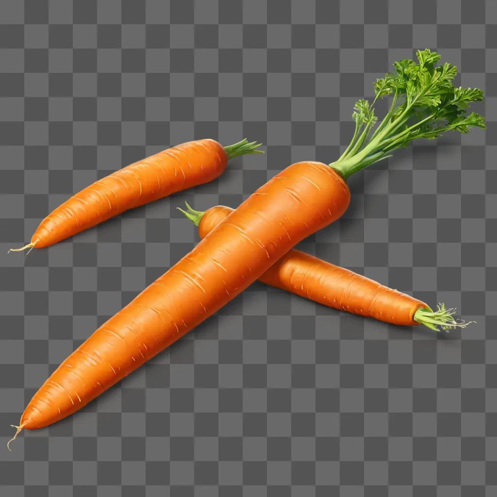 carrot drawing realistic Three carrots sit on a brown background