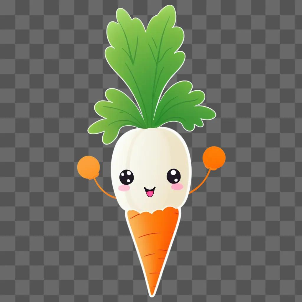 carrot drawing with a cute, kawaii expression