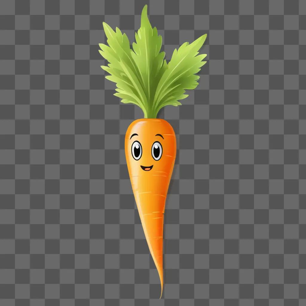 carrot drawing with colour A carrot with eyes and a smile on a green background