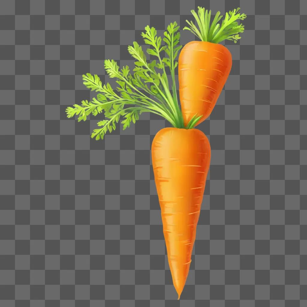 carrot drawing with colour Two carrots on a yellow background