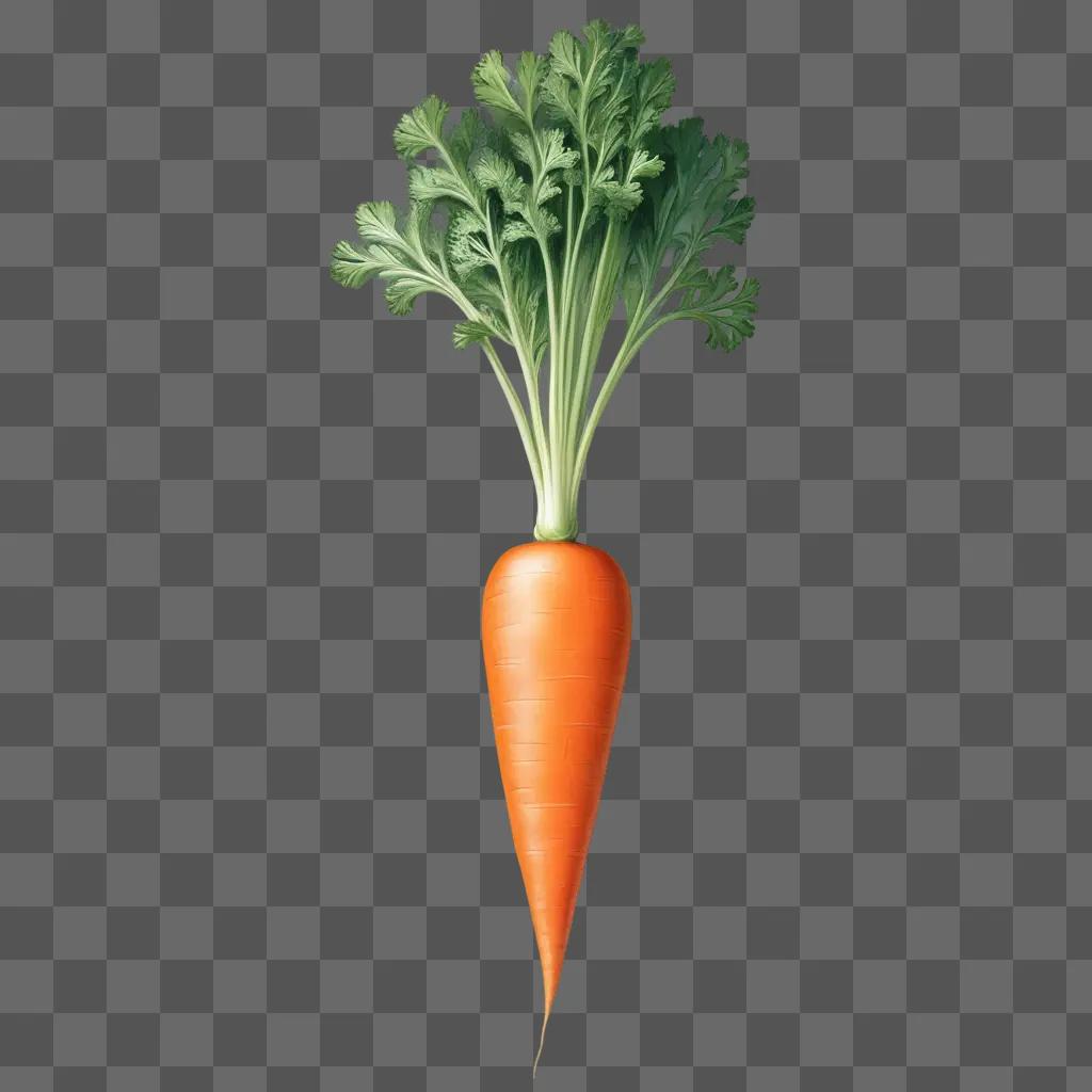 carrot drawing with green leaves on it