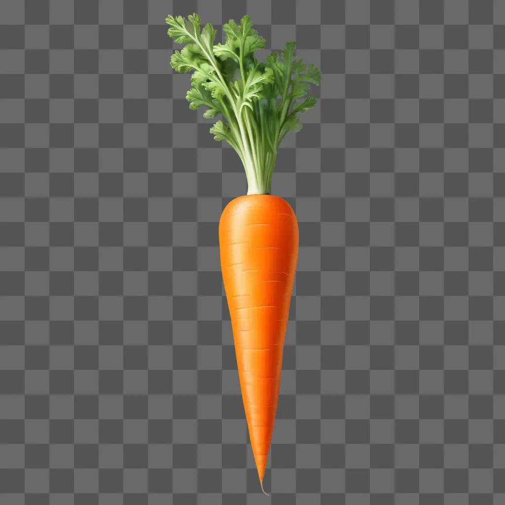 carrot drawing with realistic green leaves