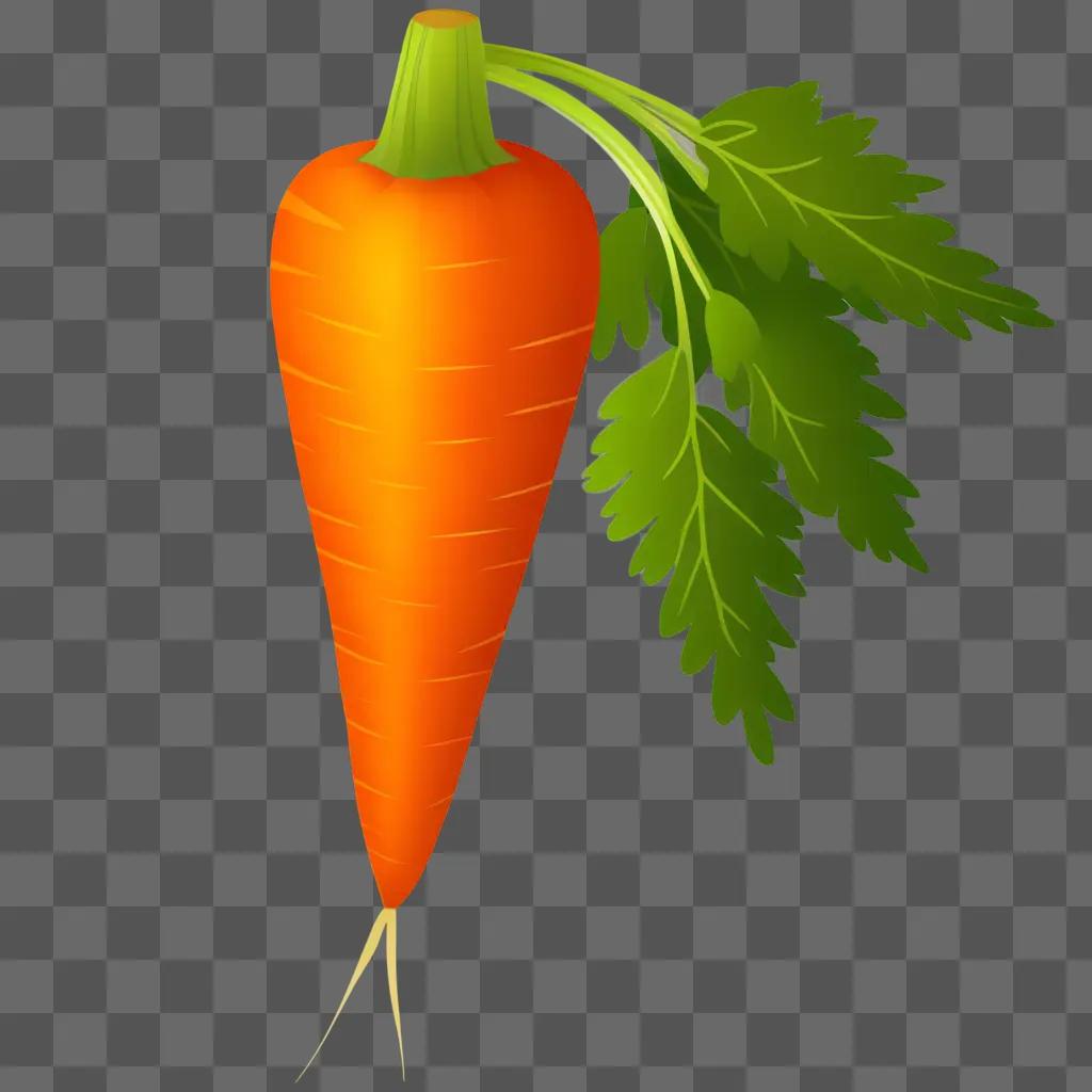 carrot with a green leaf is on a yellow background