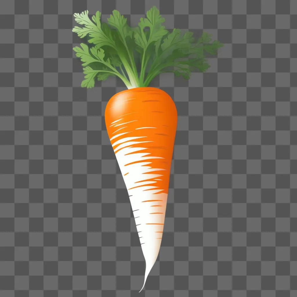 carrot with a green top is on a beige background