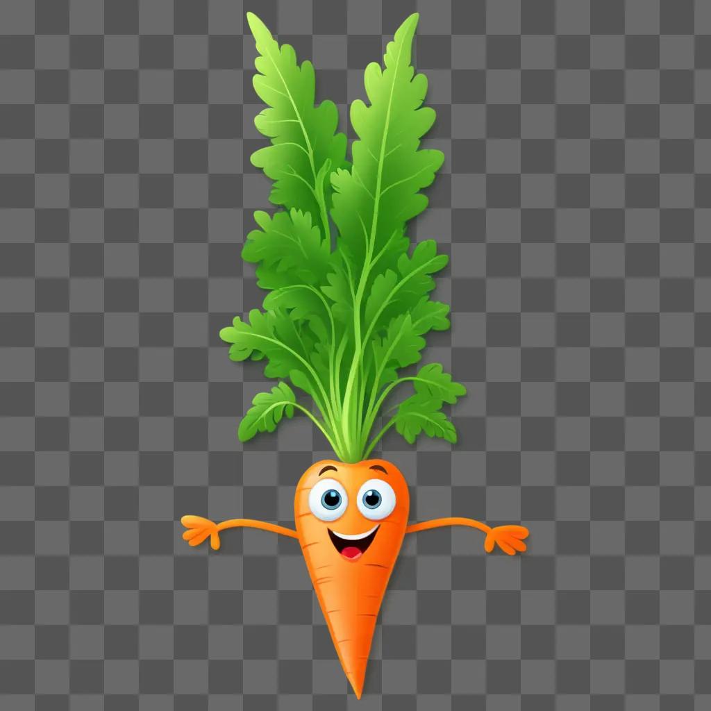 carrot with eyes and a smile in a cartoon drawing