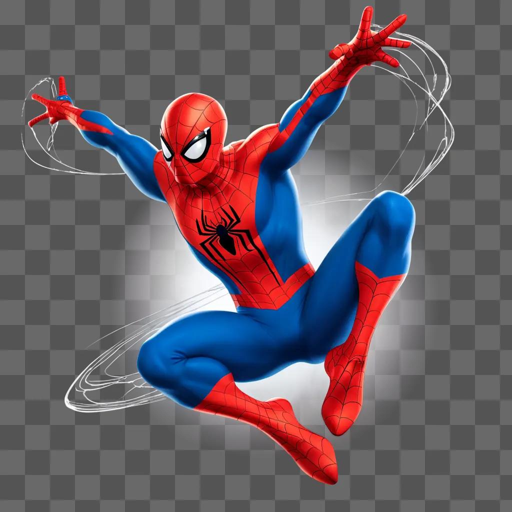 cartoon Spider-Man leaps through the air